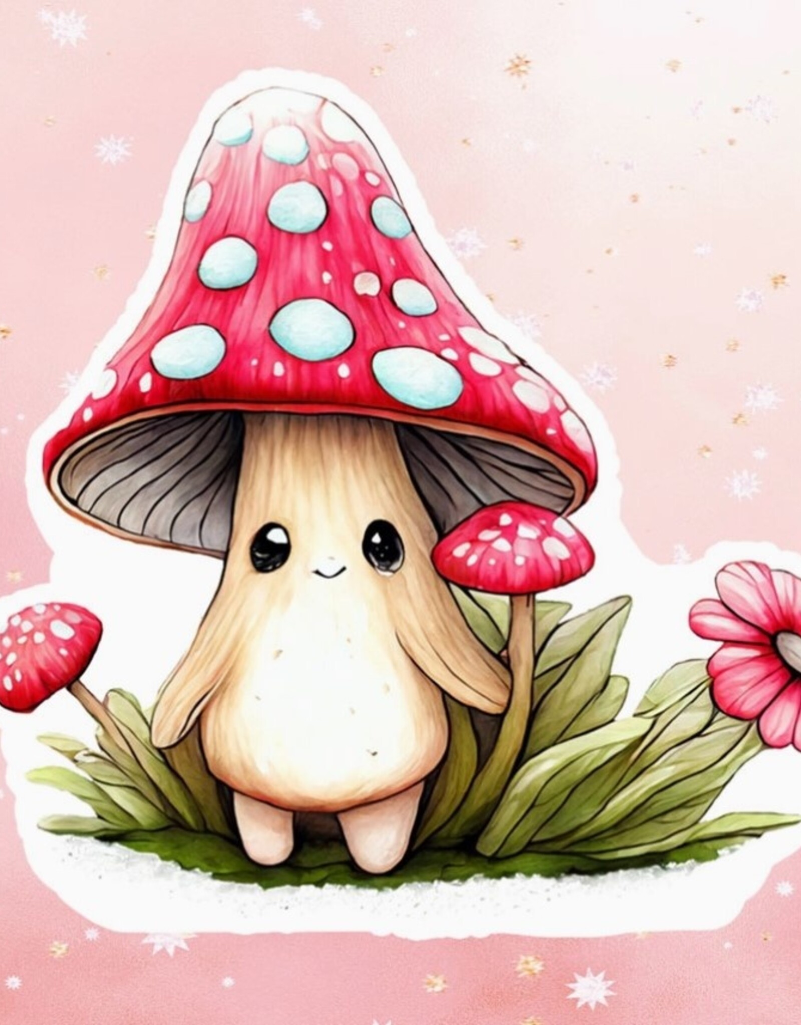 Happy Mushroom Flowers Vinyl Sticker Metaphysical Intention