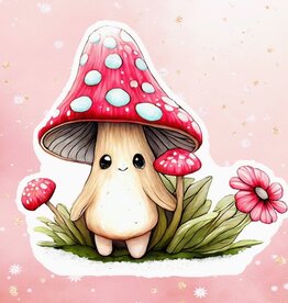 Happy Mushroom Flowers Vinyl Sticker Metaphysical Intention