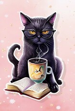 Black Cat Coffee Book Sticker Metaphysical Intention