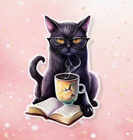 Black Cat Coffee Book Sticker Metaphysical Intention