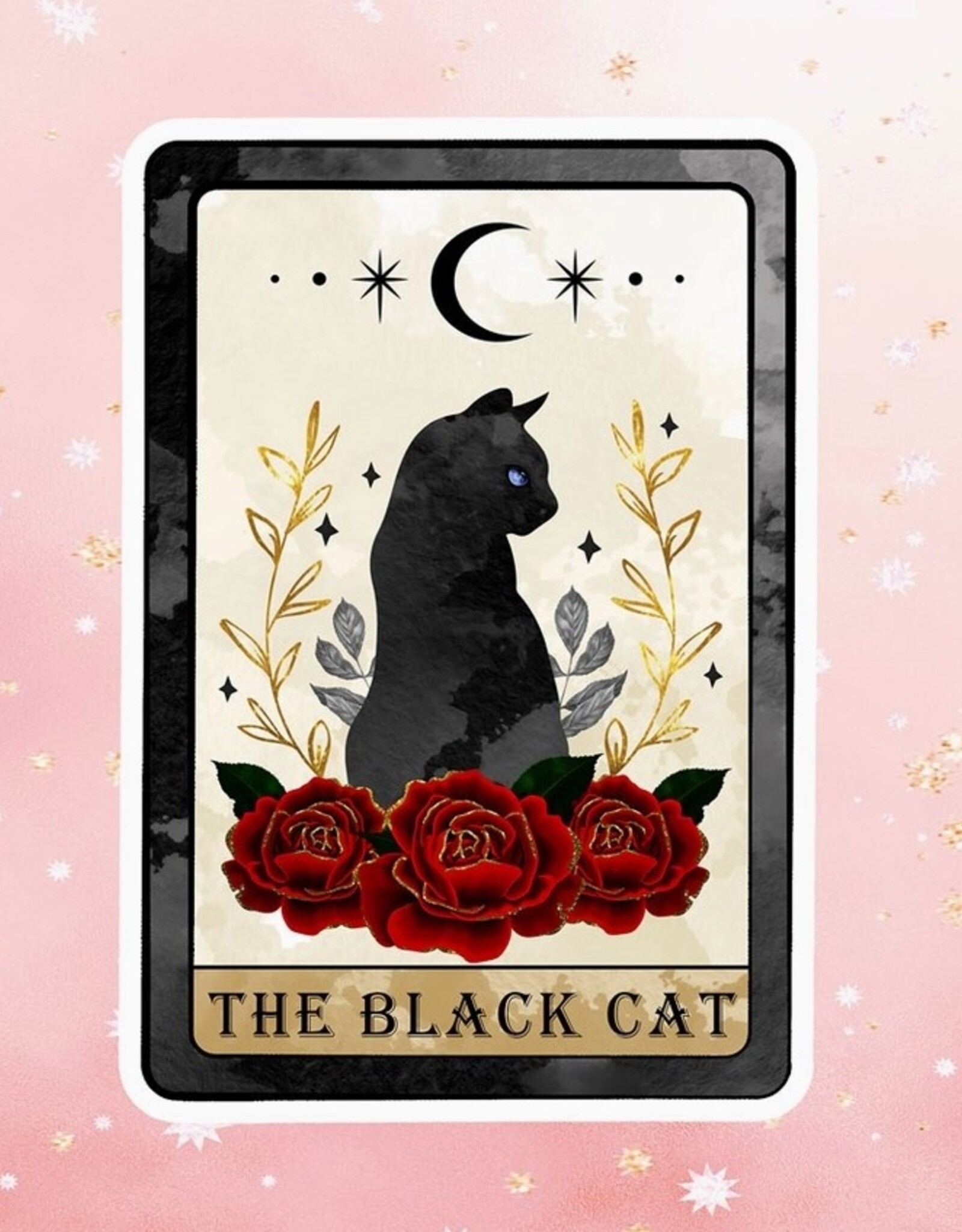 Black Cat Tarot Card Sticker Metaphysical Intention