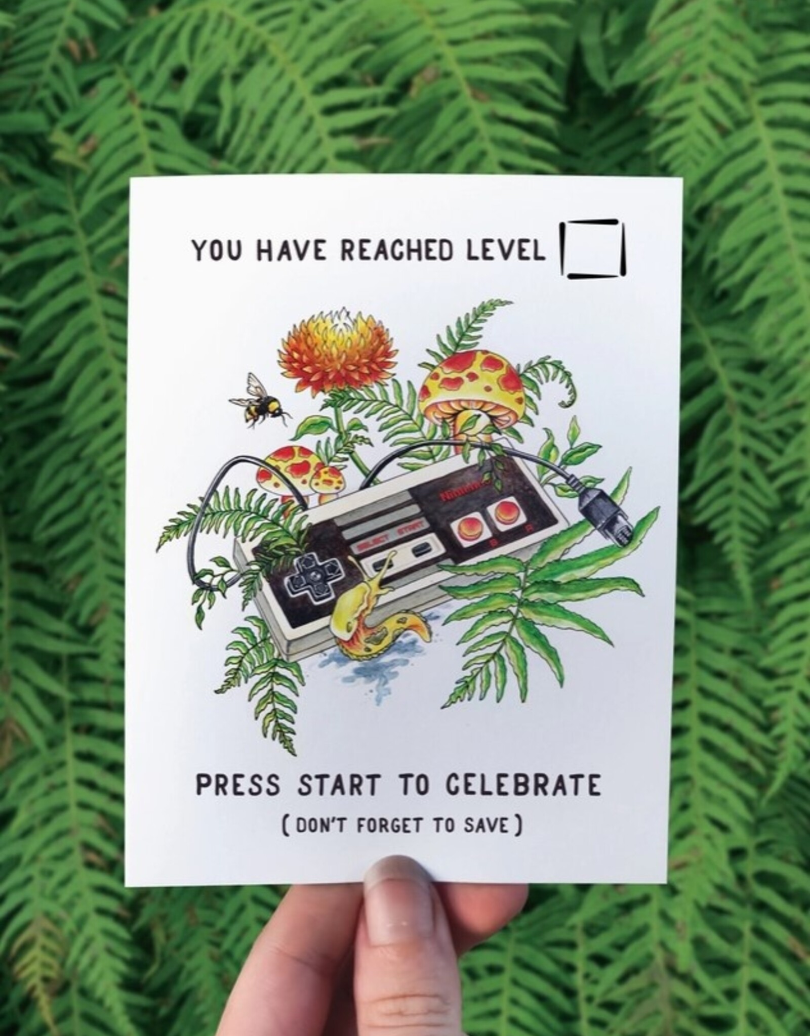 Nature Nostalgia - Birthday Card - Mushroom Gamer Nintendo