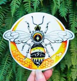 *Blessed Bee - Vinyl Sticker Art - Nature Moon Mountain Pagan Pollinator Honeycomb Witchy Magic