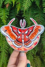 *Blood Moon - Sticker Art - Moth Forest Pnw Hiking Witch Rust