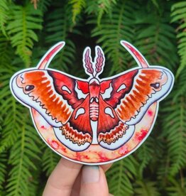 *Blood Moon - Sticker Art - Moth Forest Pnw Hiking Witch Rust