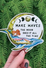 Make Waves - Vinyl Sticker Art - Pnw Mushroom Whale Moon