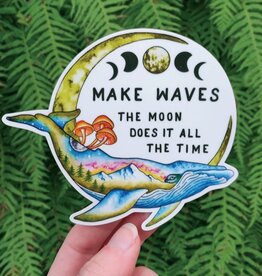 Make Waves - Vinyl Sticker Art - Pnw Mushroom Whale Moon