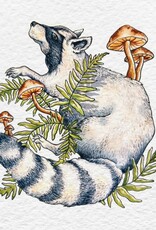 Raccoon Forager - Vinyl Sticker Art - Mushroom Forest Pnw