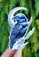 Raven Sight - Vinyl Sticker Art - Witchy Moon Third Eye Pnw Bird Forest Watercolor