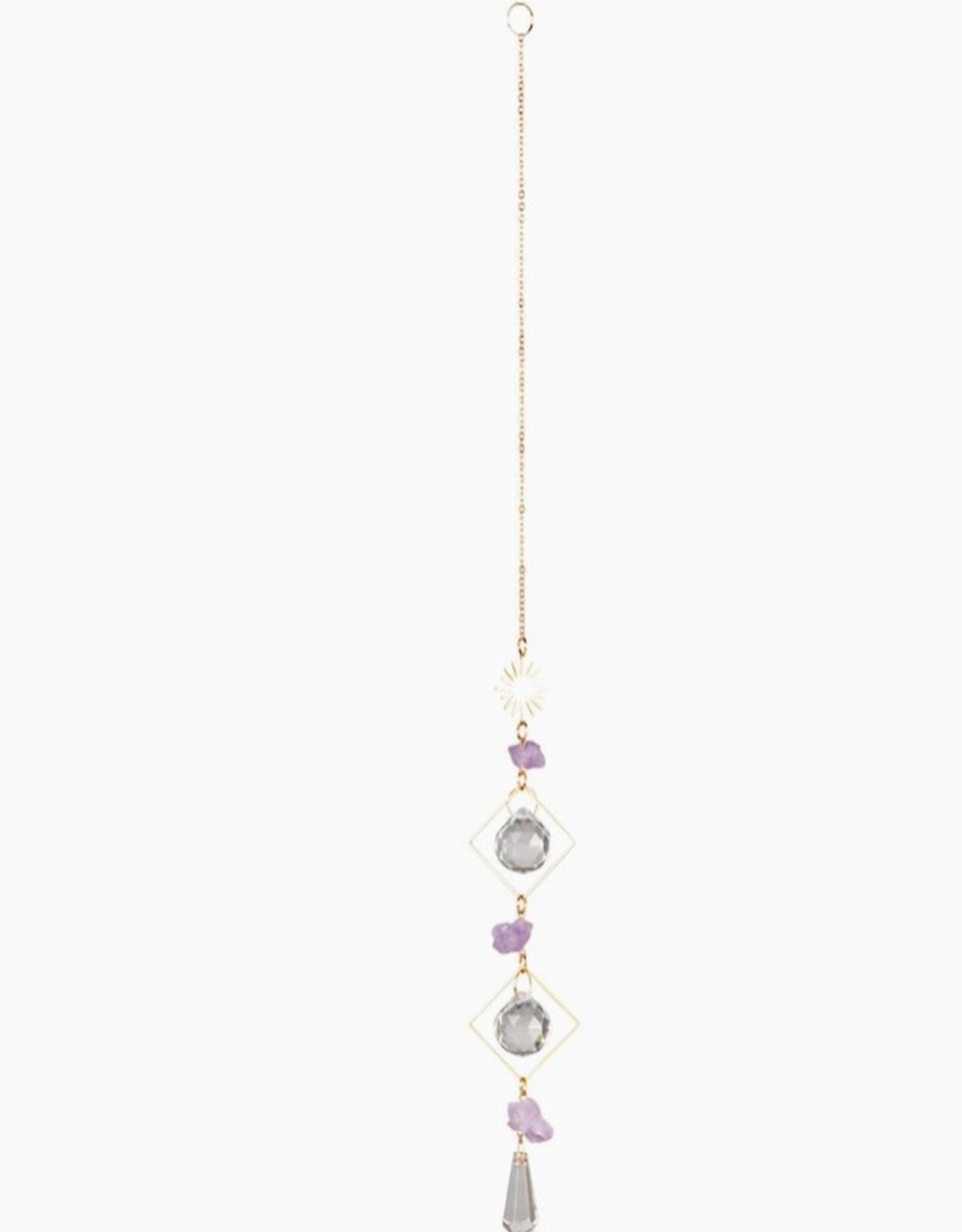 Sun with Amethyst Double Triangle Crystal Suncatcher