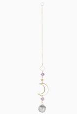 Moon with Amethyst Crystal Suncatcher