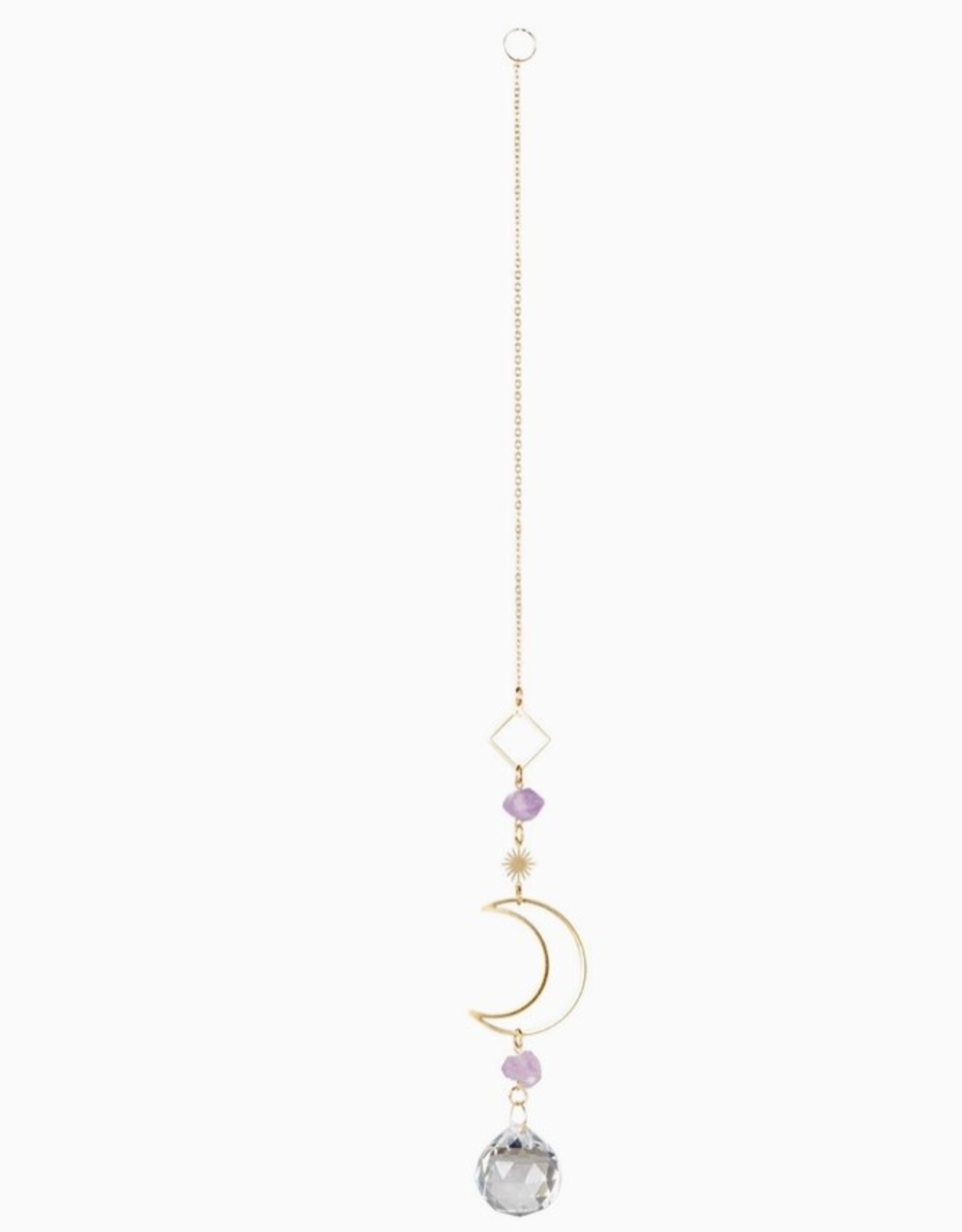 Moon with Amethyst Crystal Suncatcher