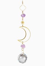 Moon with Amethyst Crystal Suncatcher