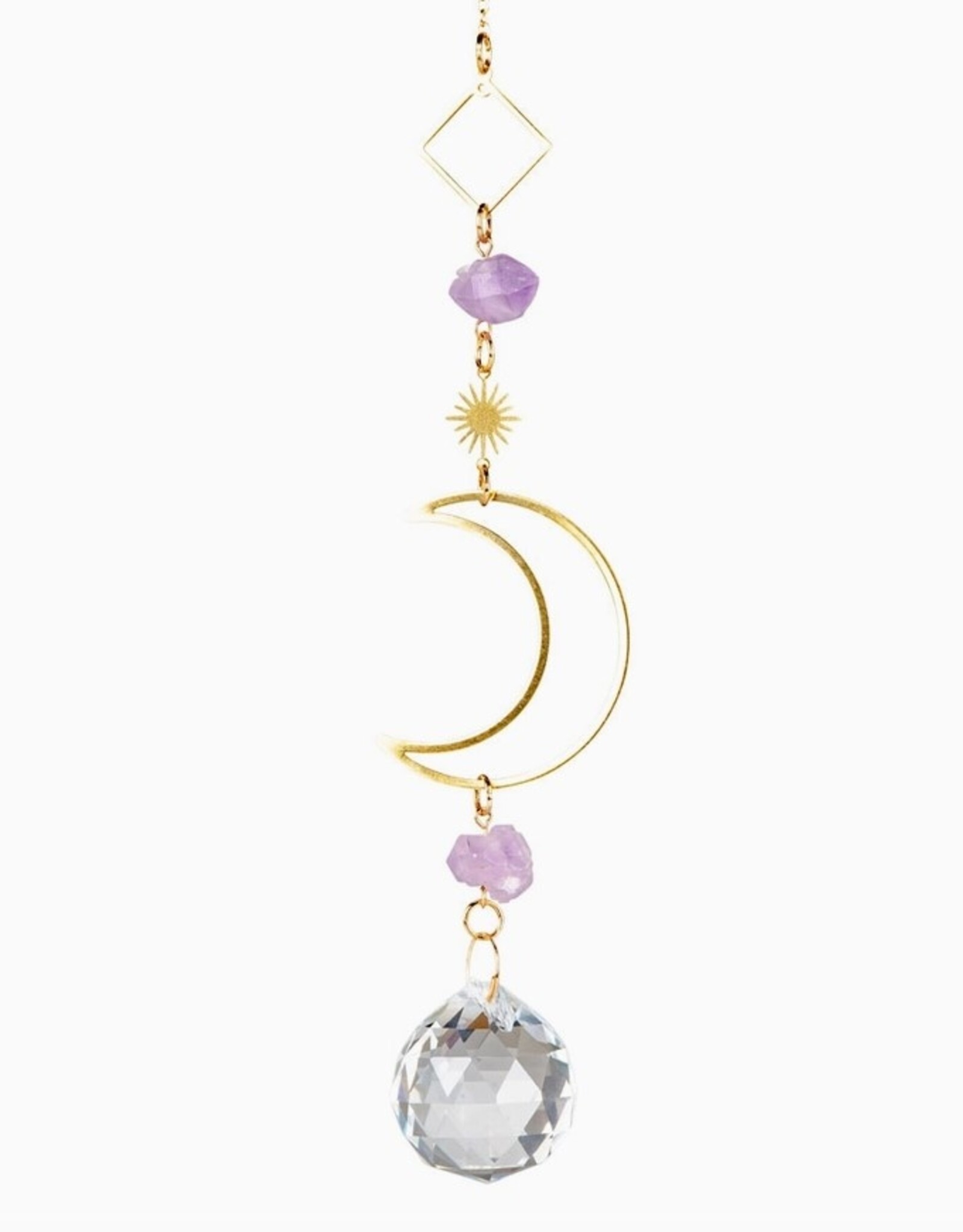 Moon with Amethyst Crystal Suncatcher