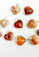 Mini Heart Pendants | Brazil | 17-18mm | Banded Carnelian