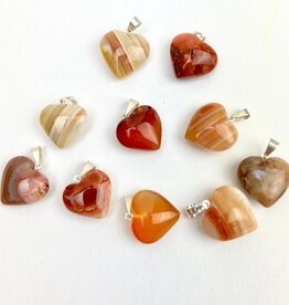 Mini Heart Pendants | Brazil | 17-18mm | Banded Carnelian