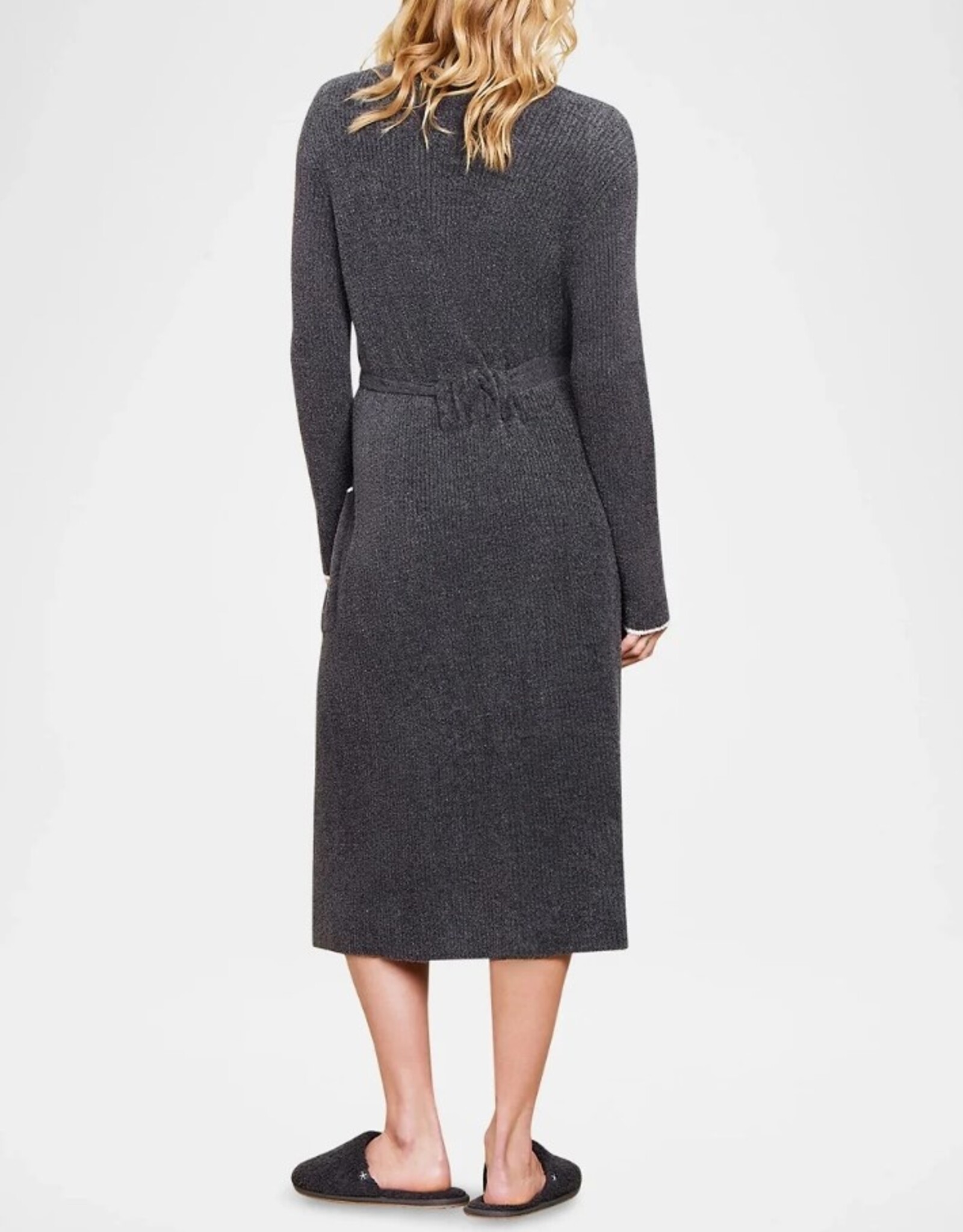 Contrast Ribbed Robe Carbon-Pearl