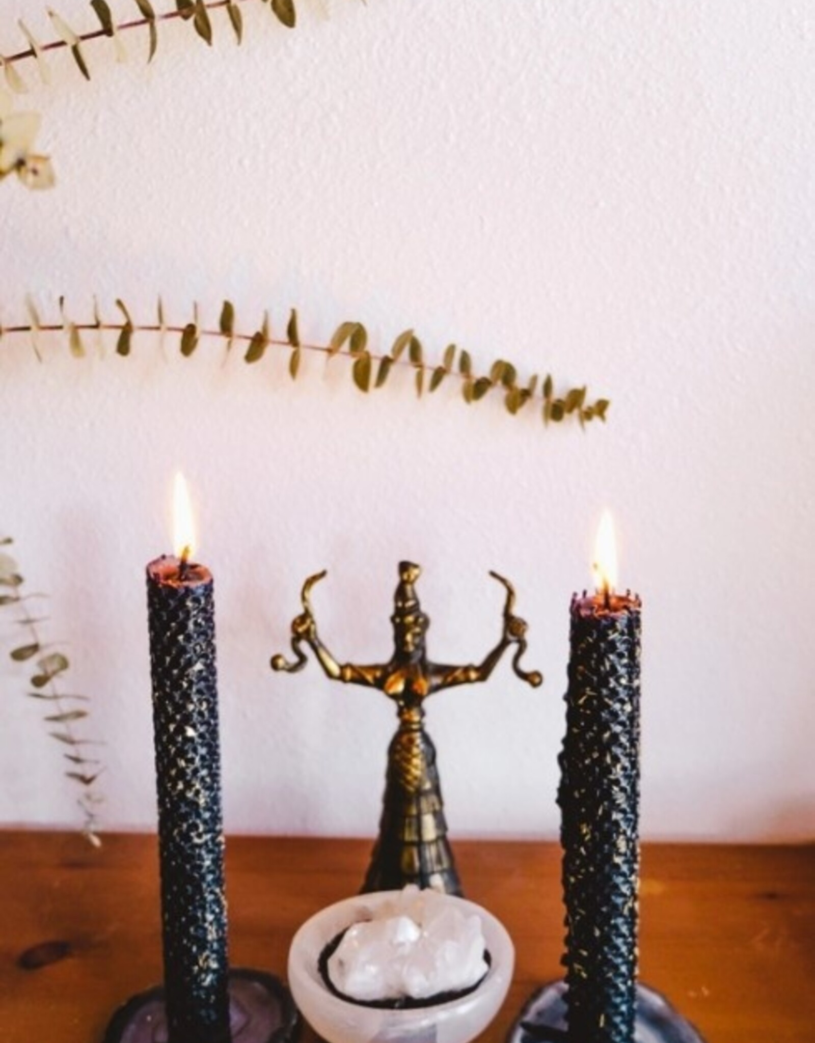Cord Cutting Honeycomb Beeswax Crystal Ritual Candle