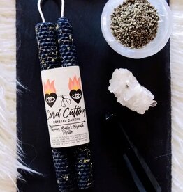 Cord Cutting Honeycomb Beeswax Crystal Ritual Candle