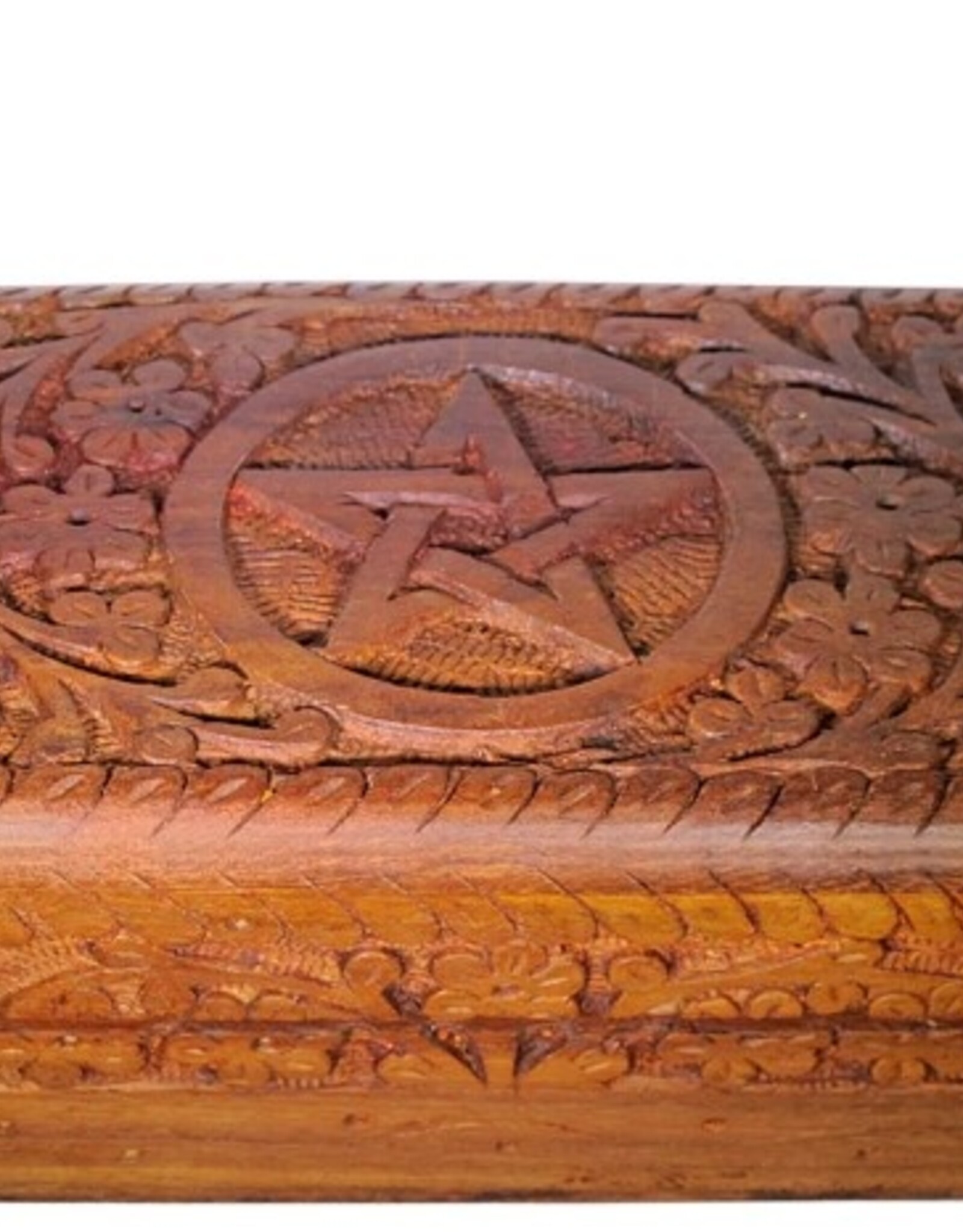 Wooden Box - Pentacle Carved L