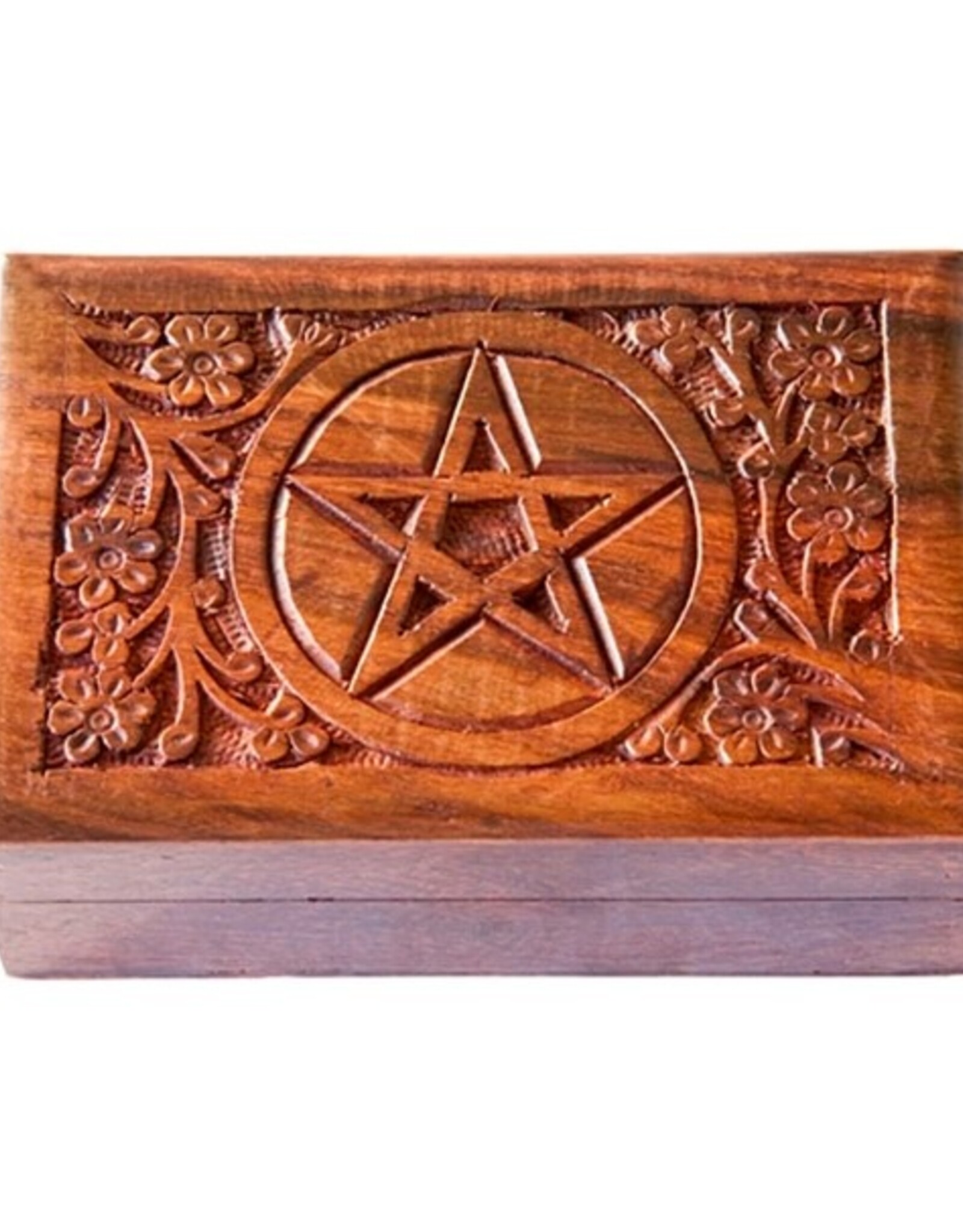 Wooden Box - Pentacle Carved L