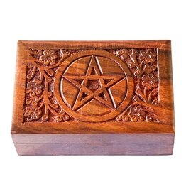 Wooden Box - Pentacle Carved L
