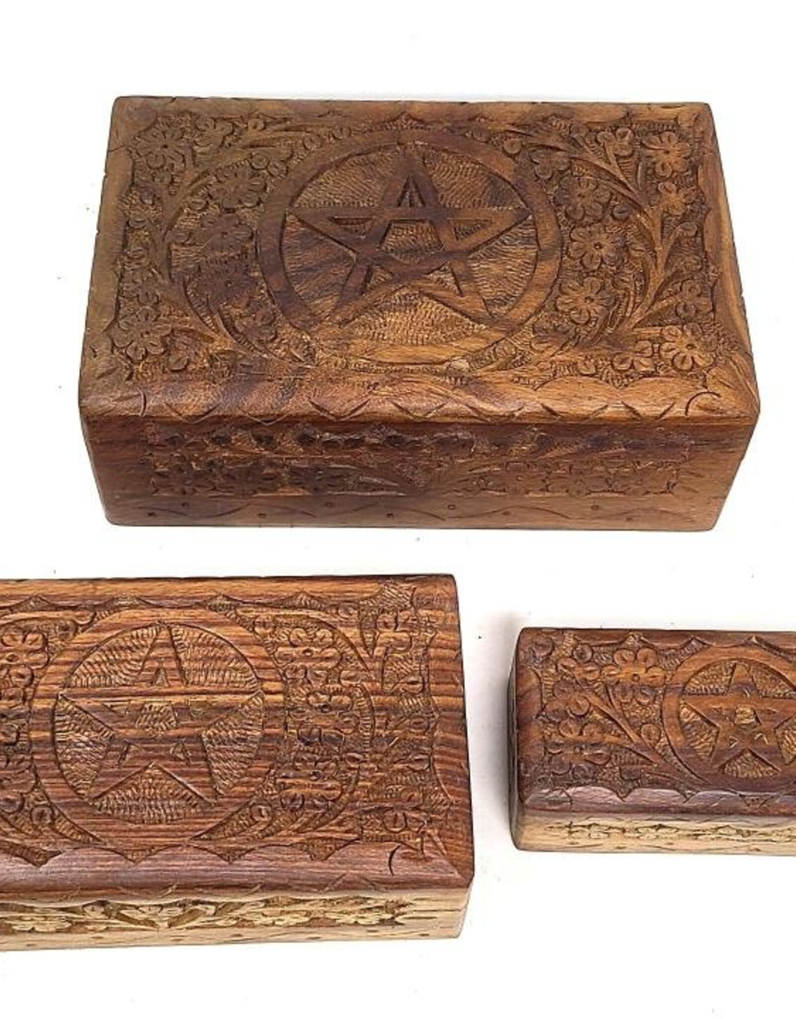 Wooden Box - Pentacle Carved S