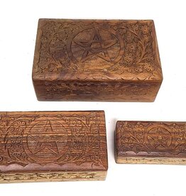 Wooden Box - Pentacle Carved S