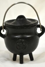Cast Iron Cauldron  - Pentacle w/lid 3"H 2.75"D