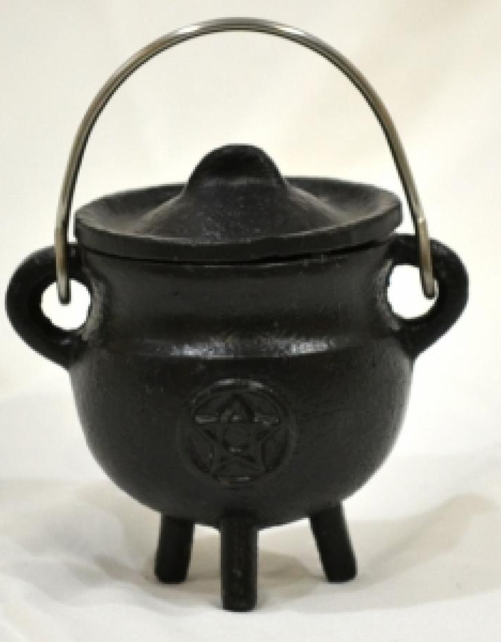 Cast Iron Cauldron  - Pentacle w/lid 3"H 2.75"D