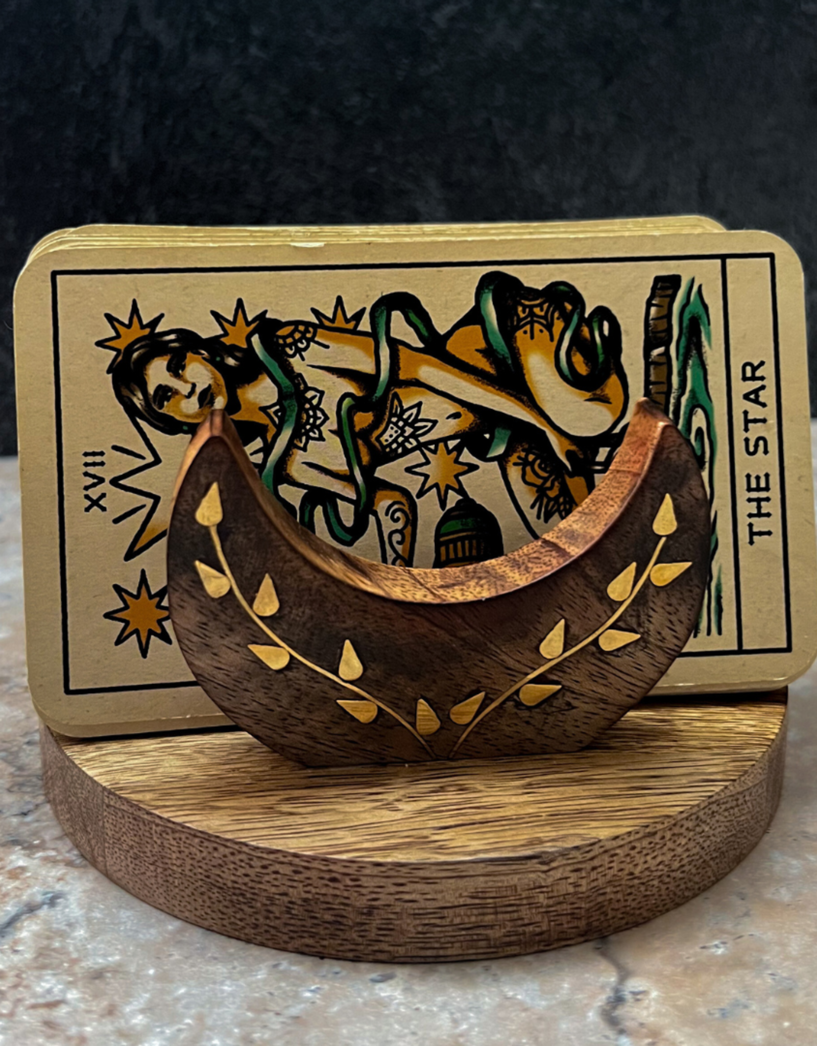 Limited Edition Crescent Moon Wooden Tarot Card Holder