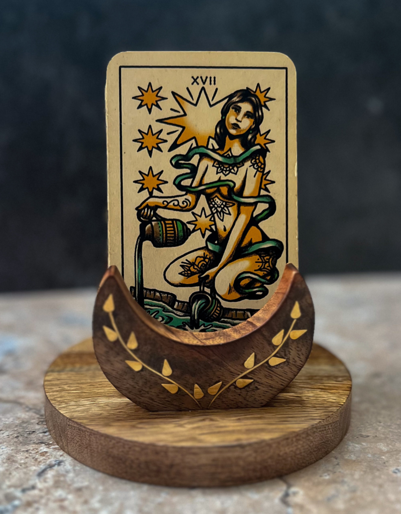 Limited Edition Crescent Moon Wooden Tarot Card Holder
