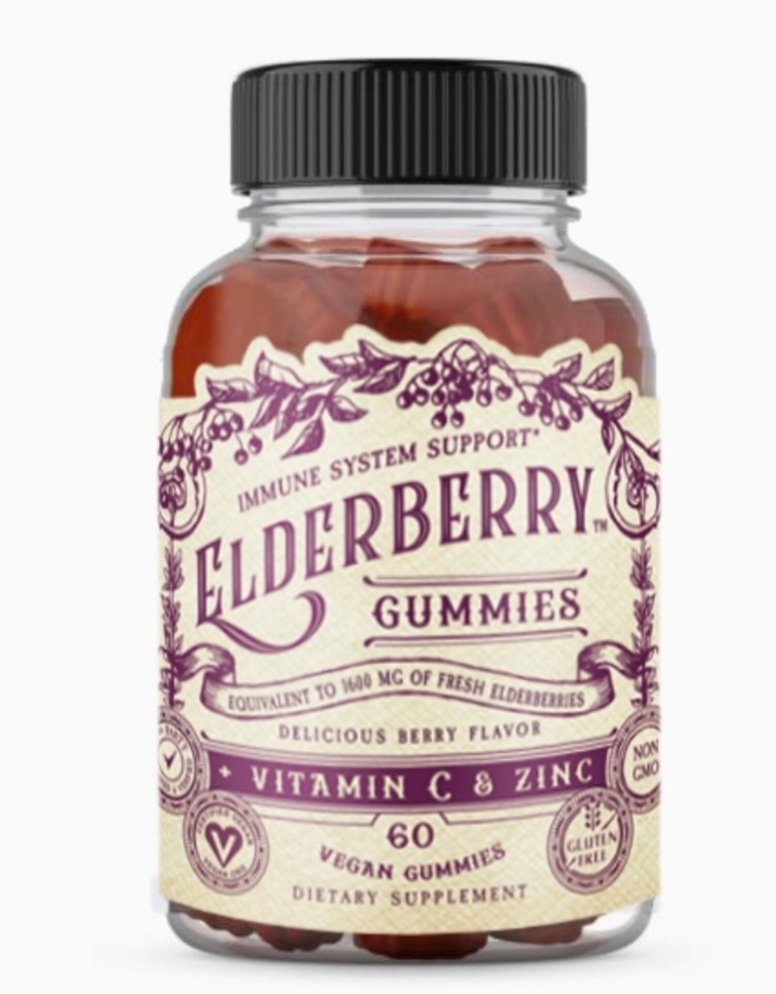 *Elderberry Gummies with Zinc + Vitamin C- 60 Ct