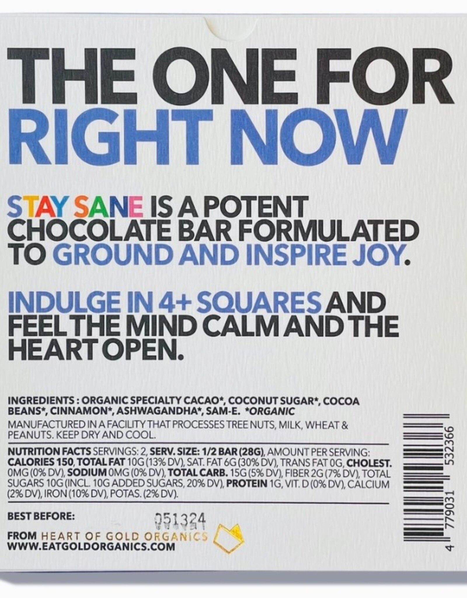 Stay Sane A Potent, Functional & Delicious Chocolate Bar