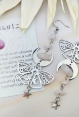 Mismatch Luna Moth Earrings | Rose Quartz