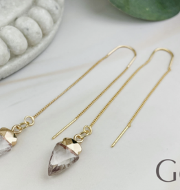 Arrowhead Threader Earrings | Clear Quartz | Gold