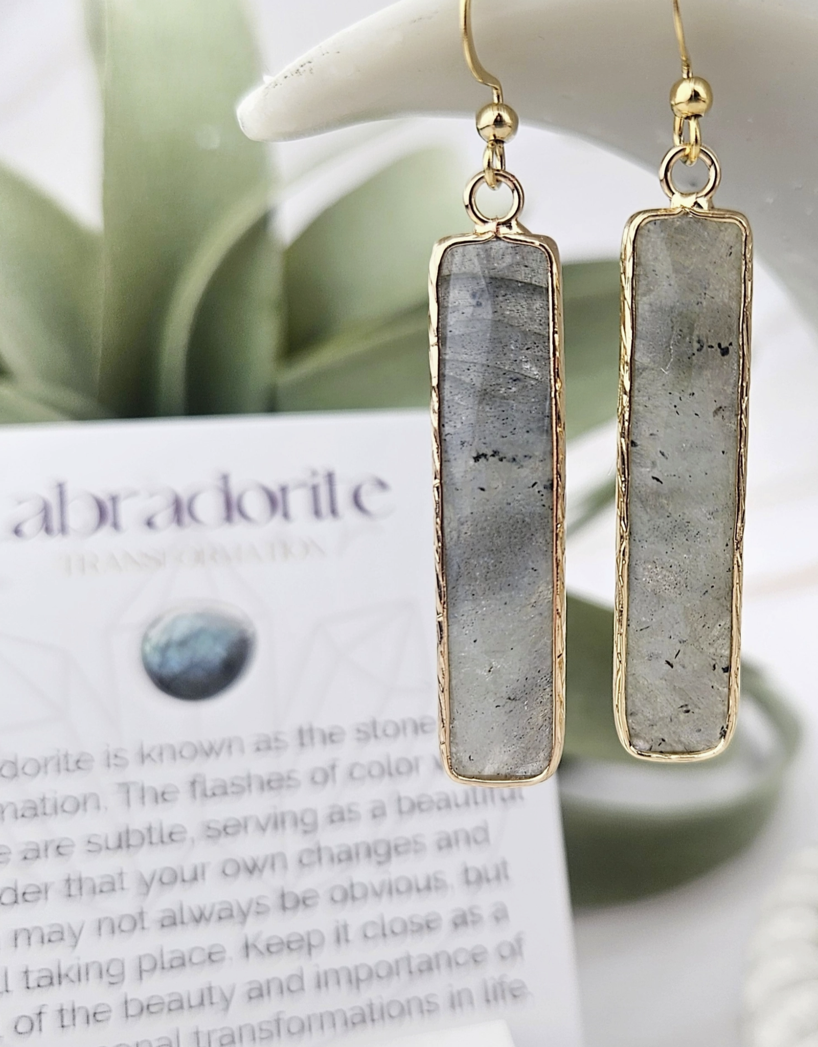 Crystal Bar Earrings | Labradorite