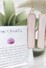 Crystal Bar Earrings | Rose Quartz