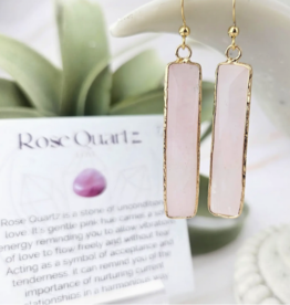 Crystal Bar Earrings | Rose Quartz