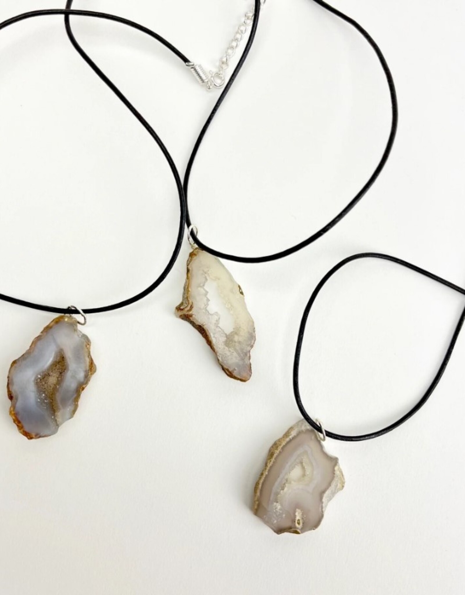Natural Druzy Cord Necklace