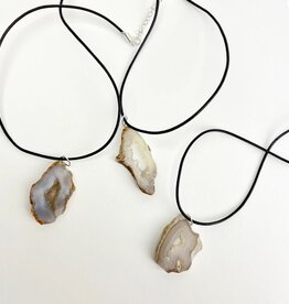 Natural Druzy Cord Necklace