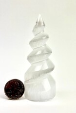 Selenite "Unicorn Horn" STanding Spiral Twist 3-4" | Morocco