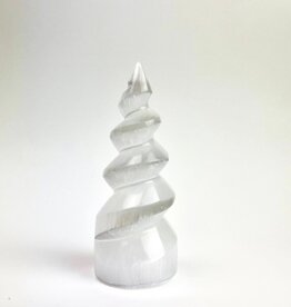 Selenite "Unicorn Horn" STanding Spiral Twist 3-4" | Morocco