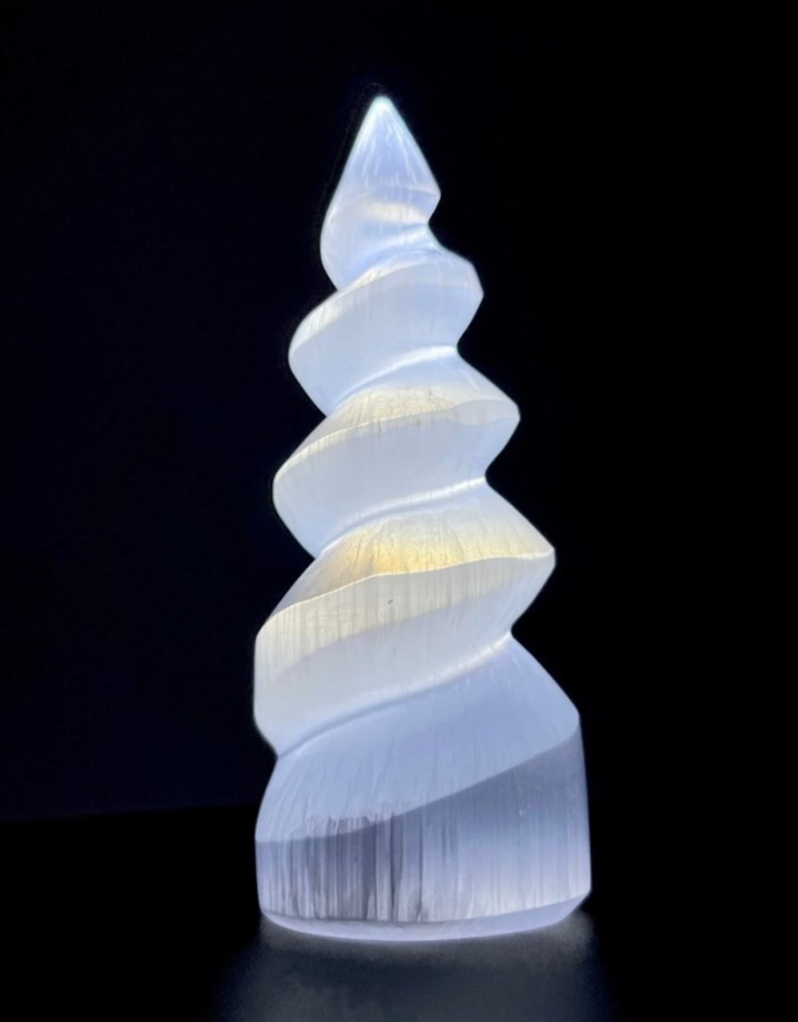 Selenite "Unicorn Horn" STanding Spiral Twist 3-4" | Morocco
