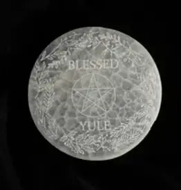 Holiday | Selenite Round Crystal Charging Plate | Blessed Yule