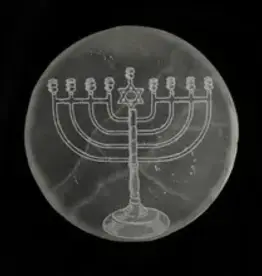 Holiday | Selenite Round Crystal Charging Plate | 10cm | Menorah