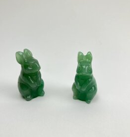 Carved Crystal Bunny Rabbits | 40mm | Green Aventurine