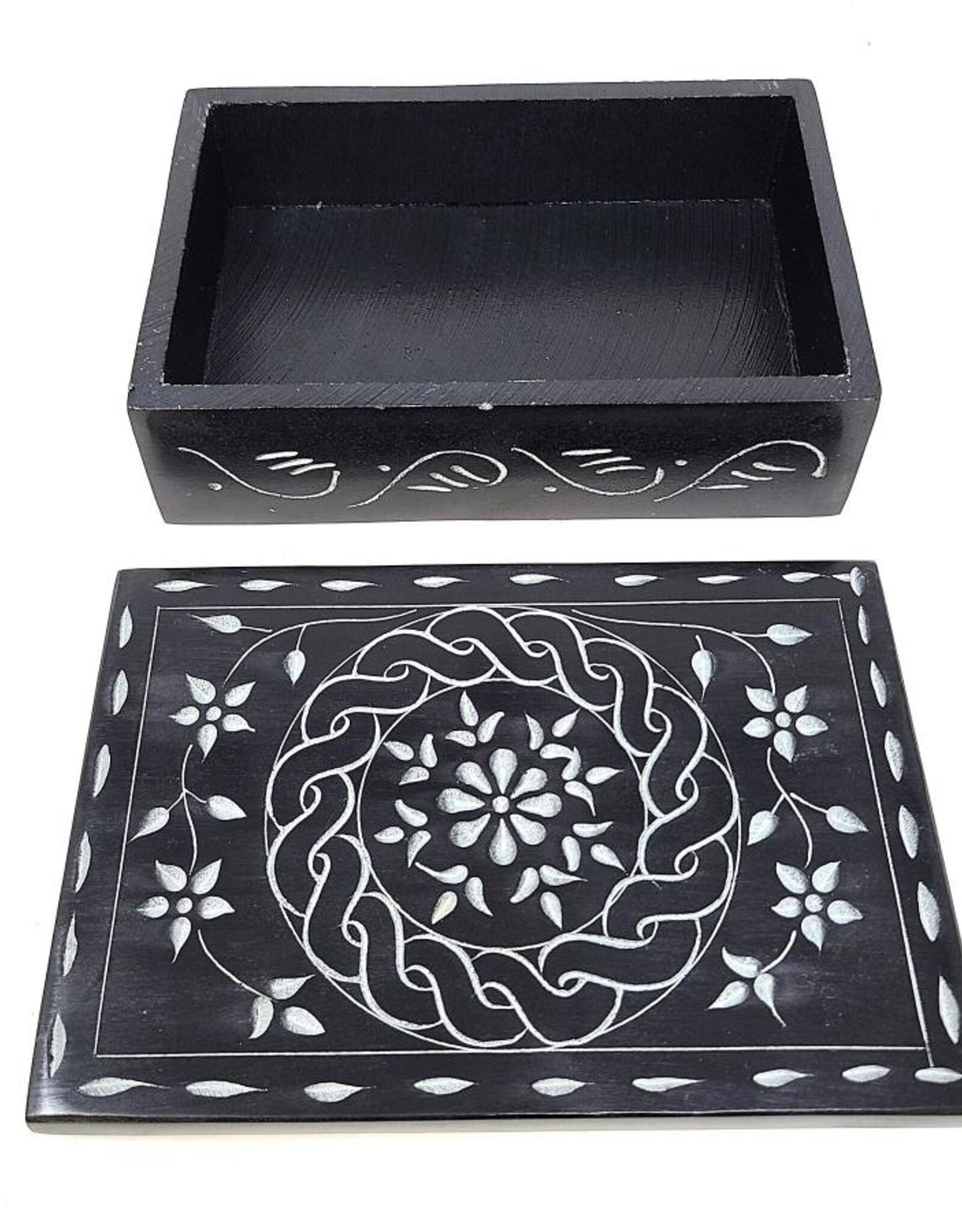 Soapstone Box - Floral Carved