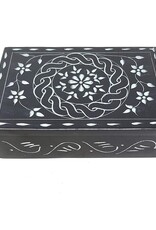 Soapstone Box - Floral Carved