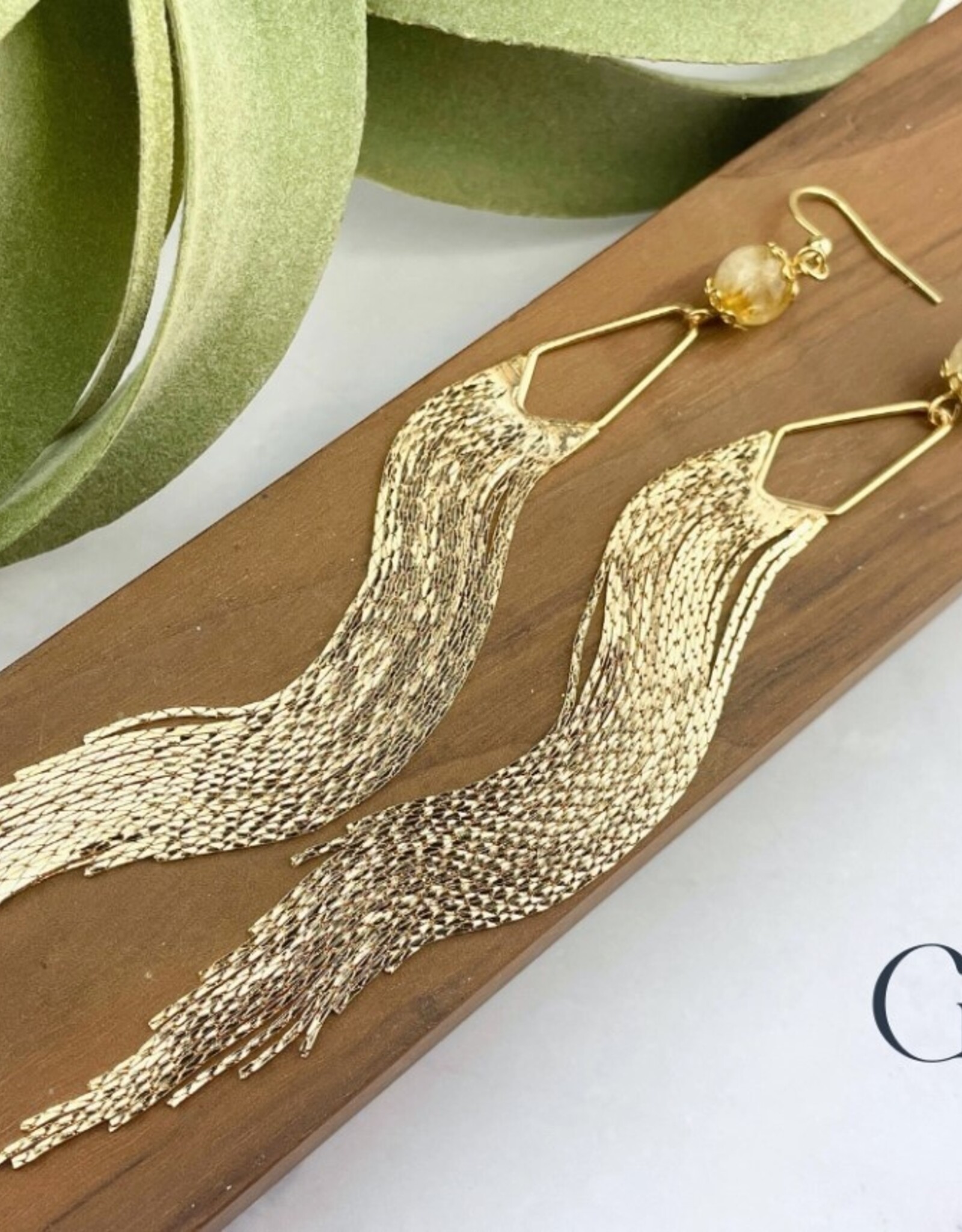 Gemstone Tassel Earrings |
